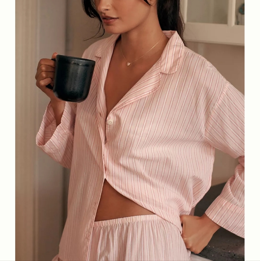 THE GREAT. Pink Cozy Pajama Top